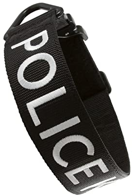 Tacticollar - 4,4 cm Strafverfolgungs- und Militär-K9-Hundehalsband für mittelgroße Hunde, Mil-Spec-Nylon-Halsband, Schnellverschluss-Metallschnalle (Polizei-Schwarz/Weiß)