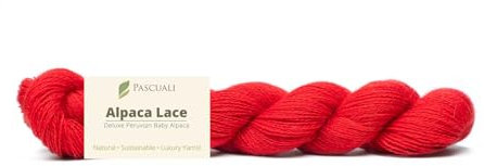 PASCUALI Alpaca Lace |Strickwolle aus 100% Alpakawolle, Alpaka Wolle zum Stricken und Häkeln, 1 Strang - 50g, Farbe:Mohnrot 41