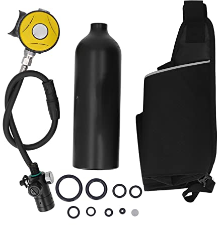 VBESTLIFE Tanque de Buceo Equipo de Buceo, 1L Tanque de Oxígeno Conjunto de Cilindros de Oxígeno Kit de Tanque de Buceo para Exploración Submarina Rescate de Emergencia