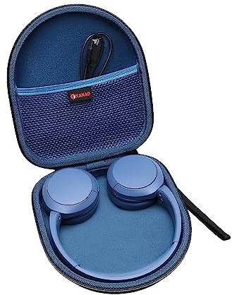 XANAD Funda para Sony WH-CH520N Auriculares Bluetooth inalámbricos (color negro - interior: azul)