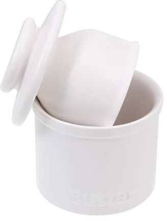 HEMOTON 1stk Butterdose ?e Porzellan Butter Gericht Pflanzenständer Raclette Aufbewahrungsbox Für Butter Küchenkäseglas Butter Platte Mit Deckel Französisch Weiß Keramik Container-Box
