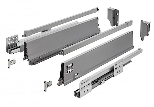 GTV - Modern Box Pro Schubladenschienen I L=350mm H=135mm I Anthrazit I Schublade mit Leises Schließen I Die Synchronisation des Fahrweges der Führungen I Belastung bis zu 40 kg I PB-MBPRO-KPL350B