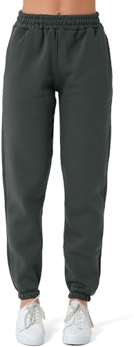 Smith & Solo Jogginghose Damen – Baumwolle Frauen Winter Sporthose, Laufhosen Fitness High Waist, Sweatpants Freizeithose Lang, Jogging Hose Trainingshose Warme Modern Anthrazit/M