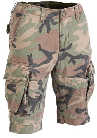 Mil-Tec US Vintage Shorts Herren Prewash • Baumwolle Cargoshorts im Used-Look für Alltag & Outdoor • Taschen am Bein & Bund • Als Kurze Arbeitshose, Freizeithose, Wanderhose • Viele Farben & Größen