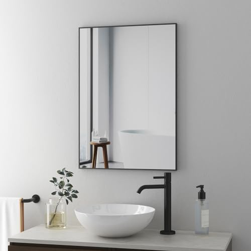BD-Baode Spiegel Schwarz 40x60cm Dekospiegel Badspiegel Badezimmerspiegel ohne Beleuchtung Spiegel für Badezimmer, Waschräume, Schlafzimmer