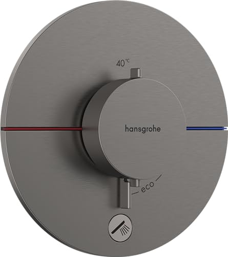 hansgrohe ShowerSelect Comfort S - Thermostat Unterputz mit zusätzlichem Abgang, Armatur mit Sicherheitssperre (SafetyStop) 40° C, rundes Thermostat, Mischbatterie, 1 Verbraucher, Brushed Black Chrome