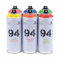 Montana Graffiti Pack 6 x 400 ml Montana Colores 94 Colores Primarios + 3 Tapas de Repuesto - Amarillo, Rosa, Naranja, Azul, Verde, Rojo