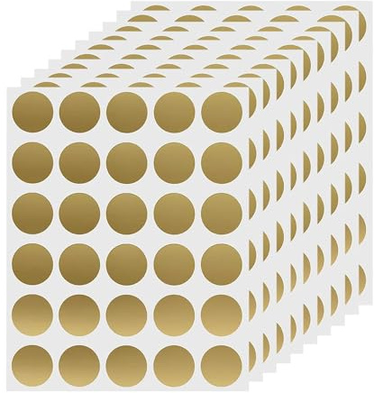 300 Stück Rubbel-Aufkleber 2,5 cm, selbstklebende Rubbel-Etiketten, runde goldene Kreis-Aufkleber für DIY-Belohnungskarte, Hochzeitsspiele (Gold)