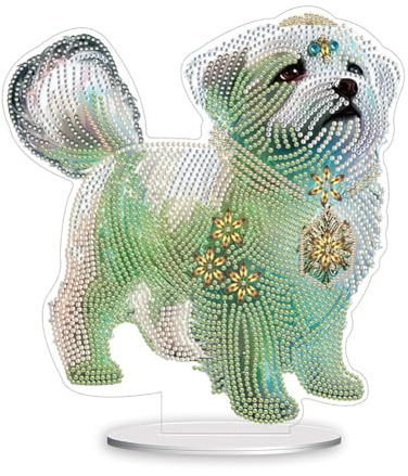 5D DIY Diamond Painting 12 Tierkreis Tischdeko Set, Diamant Malerei Tischdeko Chinese Zodiac, Diamant Painting Tisch Deko Chinesische Sternzeichen Ornament Geschenk (Hund)