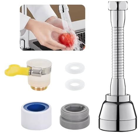 Zimoer 360° Swivel Kitchen Tap Extension, 3 Modes Aerator Kitchen Tap, Shower Head for Kitchen Sink, Universal Aerator Tap Spray Head for Bathroom and Kitchen (Silver)