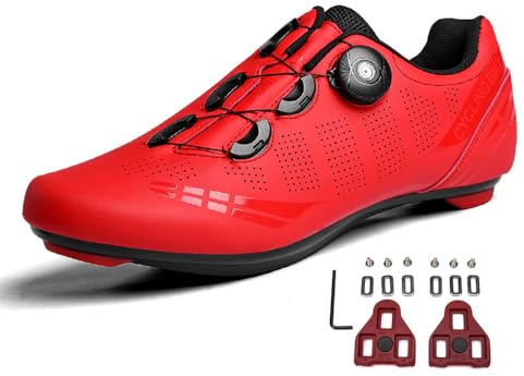 Treer Fahrradschuhe Herren Damen Rennradschuhe mit Cleats, SPD Schuhe Rennrad Schuhe Mountain Road Bikes Schuh Kompatibel Outdoor Radschuhe Fahrrad Indoor Spin 36-47 EU