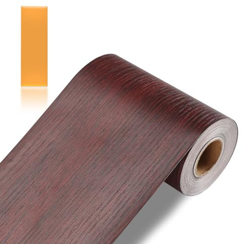 ZTVOWTO 10m*10cm Color de grano de madera Adhesivo autoadhesivo para pared con borde de papel pintado impermeable Cenefa adhesiva con diseño para decoración del hogar (Ramas Agrias Rojas)