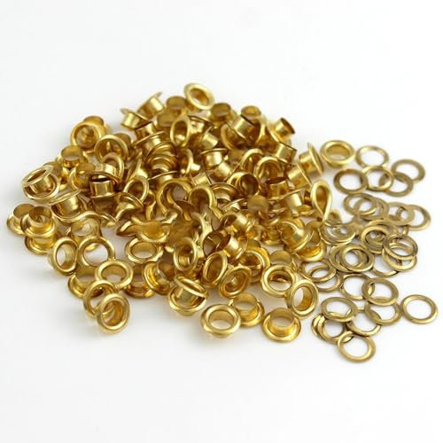 Mcoser Lot de 50 œillets dorés en métal de 20 mm avec rondelles pour bâche, tissu, rideaux, vêtements, chaussures, ceinture