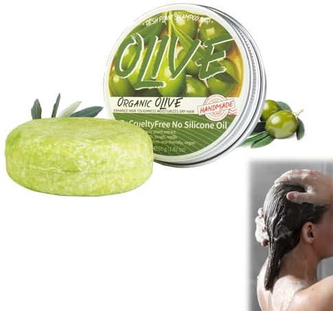 Olive Hair Regrowth Shampoo Bar,Organic Shampoo For Hair Loss, Anti Hair Frizzing,Anti Dandruff & Anti itching,Olive Shampoo Soap for Men & Women All Hair Types (One Size, Olive)