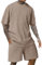 Generic Blitzangebote Streatwear Trainingsanzüge Für Herren Zweiteiler Herren Sommer Sport Baumwolle Festival Outfit Herren Einfarbig Sommer Outfit Herren Leinenhemd Herren 4XL(Khaki,XXL)