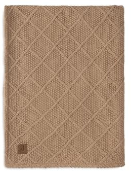 Jollein Babydecke Check Knit, Biscuit - Teddy Fleece - 75x100cm - 60% Baumwolle, 40% Acryl, Innenseite 100% Polyester - Für Babywiege - 2.0 TOG - Oeko-TEX Zertifiziert - Strickmuster