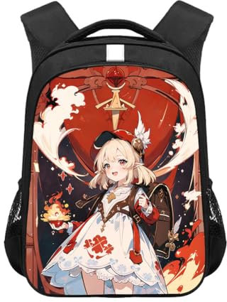 Xinchangda Hu Tao Schulrucksack, Furina De Fontaine Cartoon-Spiel-Schultasche, niedlicher Schüler-Schulranzen, leichter Laptop-Rucksack, Klee, 30.5*16*44cm