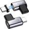 HanCenDa Adaptador magnético USB C de 140 W, 2 unidades, adaptador USB C de 90 grados de 24 pines con USB 4 de 20 Gbps 8K 60 Hz de video para Thunderbolt 3 MacBook Pro/Air, tablet, portátil, iPhone