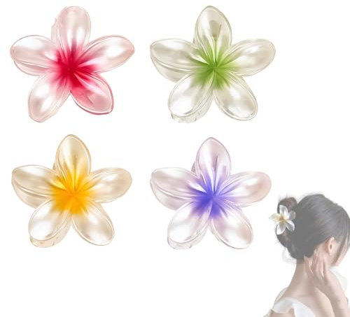 EIHI 4 pinzas para el pelo con diseño de flor,grande pinzas pelo mujer flor, bonitas pinzas para el pelo para mujer, clip de pelo de flor para cabello grueso