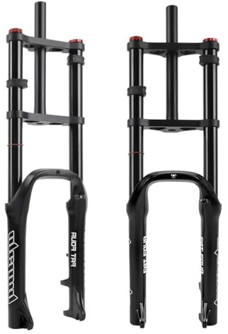 20 Forcella Fat Bike 4.0 Pneumatico 120mm Corsa Forcella Ammortizzata 1-1/8 Dritto Bicicletta da Montagna Forcella Rimbalzo Regolabile Freno Disco 9 * 135mm QR(Black)