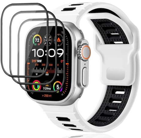 Phlleyaa Protector de pantalla para Apple Watch Ultra 3 49mm Cristal Templado [3 unidades],Dureza 9H,Fácil montaje,Sin burbujas,Antiarañazos para Apple Watch Ultra 3 49mm Vidrio Templado