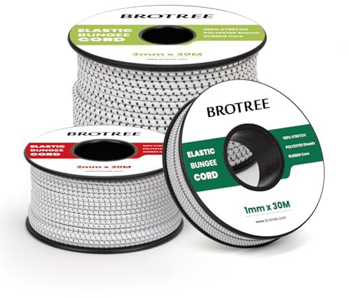 Brotree Corda Elastica Cordoncino Elastico 2mm x 10m Filo Elastico Corda Gomma Corde Elastiche per Fai da te, Artigianato, Braccialetti, Cucito, Perline, Gioielli, Tende e Zaino - Nero&Bianco