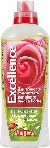 Altea Excellence concime liquido concentrato per piante e fiori, nutrimento completo per le piante verdi e fiorite, con estratti naturali, rinvigorisce la pianta, flacone con dosatore. (1 litro)