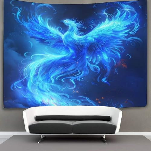 GXYUAOIEF 3D-Wanddecke mit Phönix-Druck, Heimdekoration, Bettwäsche, Poster, Wandkunst, Wandteppich, Wandbehang, weiches Polyester, für Wohnzimmer, Schlafzimmer, Schlafsaal, Dekoration, 130 x 150 cm