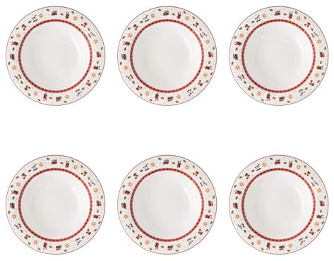 VILLEROY & BOCH Toy's Delight Specials Piatto Fondo Set 6 Pezzi Bianco Rotondo 23cm Tavola Natale