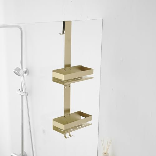 Kelelife Étagère de douche à suspendre, dorée, en acier inoxydable SUS304, pour shampooing, gel douche
