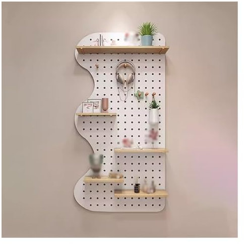 Kit de panneaux perforés en bois pour rangement mural Blanc 40 x 120 cm