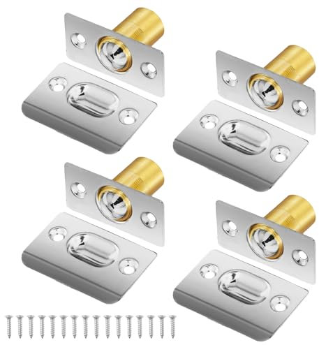 Nexhyp 4 Pack Door Latches for Internal Doors, Push to Open Roller Catch, Adjustable Stainless Steel Spring Ball Bearing Door Catch for Cupboards, Wardrobes, Closets (Silver)