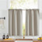 TOPICK Beige Küche Scheibengardinen 2er Set 60H x 63B cm Blickdicht Bistrogardine für Wohnzimmer Schlafzimmer Leinenoptik Küchengardinen mit Tunnelzug Landhausstil Moderne Gardinen Kurz Abdunkelnd