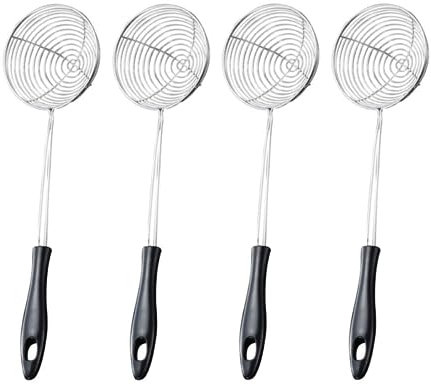 ABOOFAN 4stücke Teiliges Hot Pot Sieblöffel Aus Edelstahl Hitzebeständig Und Langlebig Praktisch Zum Abseihen Von Öl Und Suppe Als Schwarzes Küchensieb Für Vielseitigen Einsatz