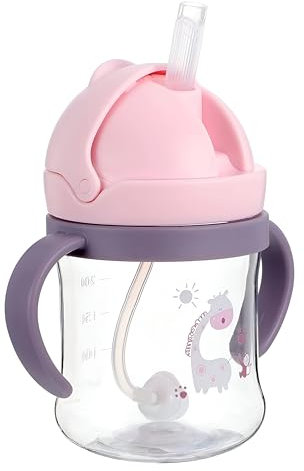 S&L Sippy Cup for 6+ Months, Leak-proof Toddler Water Bottle with Straw, toddler cup BPA-Free Non Spill Water Bottle Kids Trainer with Handles, Ideal Baby/Toddler Drinking [Pink Variety, 250ml]