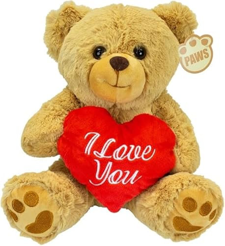 Ferro Stars Teddy Plüschbär mit Herz Rot - I Love You - 30 cm - Teddybär Plüschteddy Kuscheltier Valentinstag (Teddybär braun 32cm)