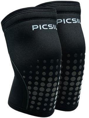 PICSIL Ginocchiere rigide in neoprene da 7/10 mm, 2 ginocchiere per il crosstraining, il powerlifting e il sollevamento pesi, per tutti gli atleti, unisex (Moonless 10mm, L)