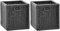 korb.outlet Set / 2 Regalkorb mit Holzrahmen Rattan Schubfach Box zur Aufbewahrung Schrankkorb Griff (Schwarz, Set 28x29x30)