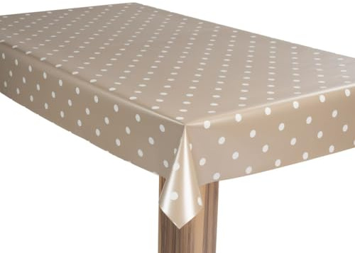 laro Wachstuch-Tischdecke Wachstischdecke Gartentischdecke Punkte Beige Metallic, Muster:Punkte Beige Metallic, Größe:140x140