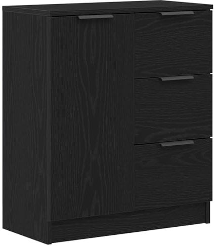 vidaXL Schwarzer Eichen-Sideboard 60x30x70 cm aus Holzwerkstoff