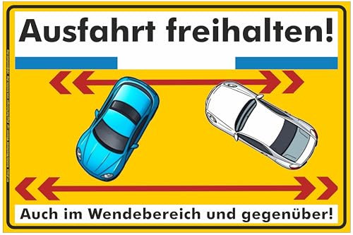 Schild Ausfahrt freihalten auch im Wendebereich & gegenüber Warntafel 30x20cm