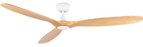 ventyly / ROWIND/Ventilador de techo blanco/madera sin luz, Ø152 cm/Ultra Silencioso, bajo consumo, 6 Velocidades, Mando a distancia, Verano-Invierno, temporizador