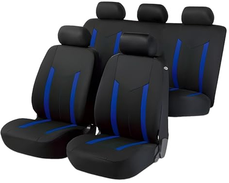 Astur Fundas Asientos Coche Universales Acolchadas | Funda Asiento Coche Compatible con Airbag | Fundas para Asientos de Coche en Poliéster Negro y Azul (Blue)