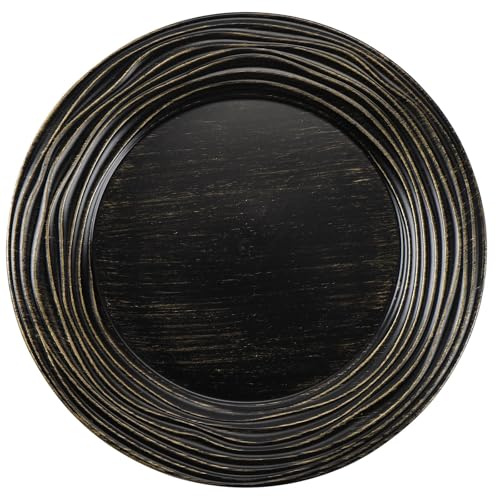 CAMOFOXIN 13 Inch Round Charger Plates, Set of 6, Dinner Chargers Bulk Wedding (Vintage Black)