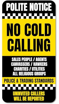 No Cold Callers Sticker Sign Warning Door Decal Home Office Kitchen 95mm