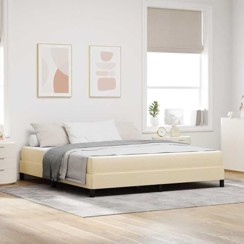 vidaXL Boxspringbett Creme 180 x 200 cm Stoff