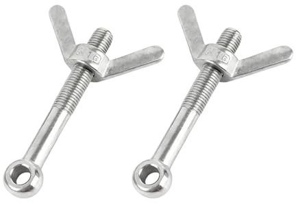 M6 x 70mm Stainless Steel Eye Bolt with Wing Nut, Union Bolt and Butterfly Nut Set for DIY Tools, 2 Sets