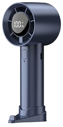 DEKKRYNFV Ventilador eléctrico de mano con pantalla digital recargable por USB con velocidad ajustable, refrigeración portátil para escritorio o uso doméstico, velocidad ajustable de mano