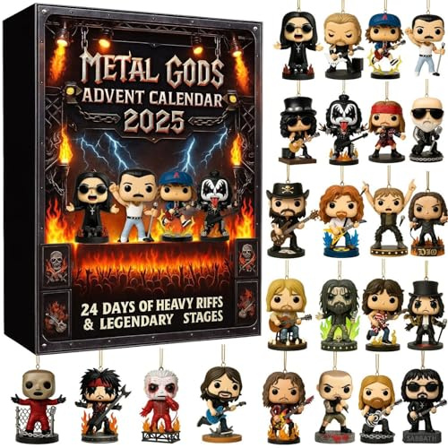 Legends of Rock and Roll Metal Music Adventskalender 2025, 24 Tage Heavy Metal Countdown Kalender mit ikonischen Musikcharakter Sammlerstücke, Weihnachtsgeschenke für Hard Rock Band Fans Erwachsene (A