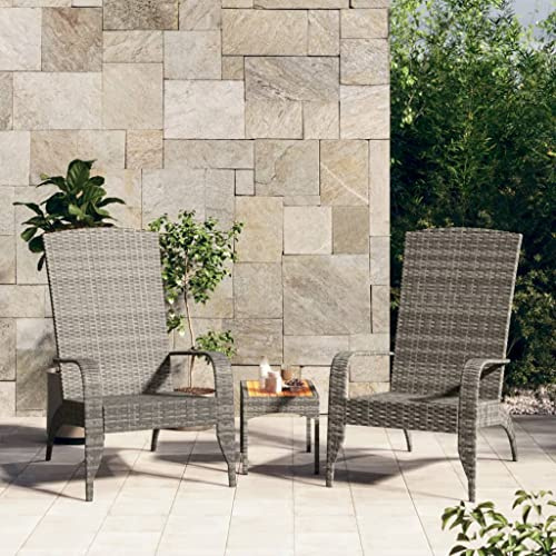 Frdhee Stapelstühle Loungesessel Outdoor,Adirondack-Gartenstuhl Grau Poly Rattan für Rasenfläche, Camping, Garten, Pool, Strand, Hof, und Lounge